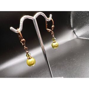 Green Pearl Dangle Earrings